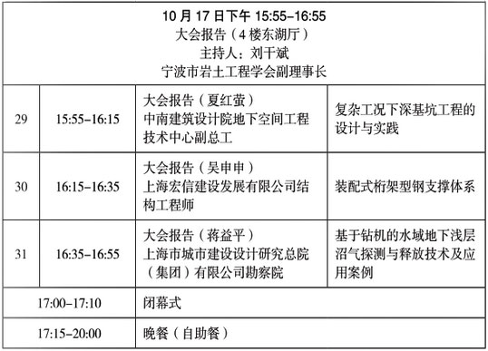 第三屆地下空間開(kāi)發(fā)和巖土工程新技術(shù)發(fā)展論壇日程